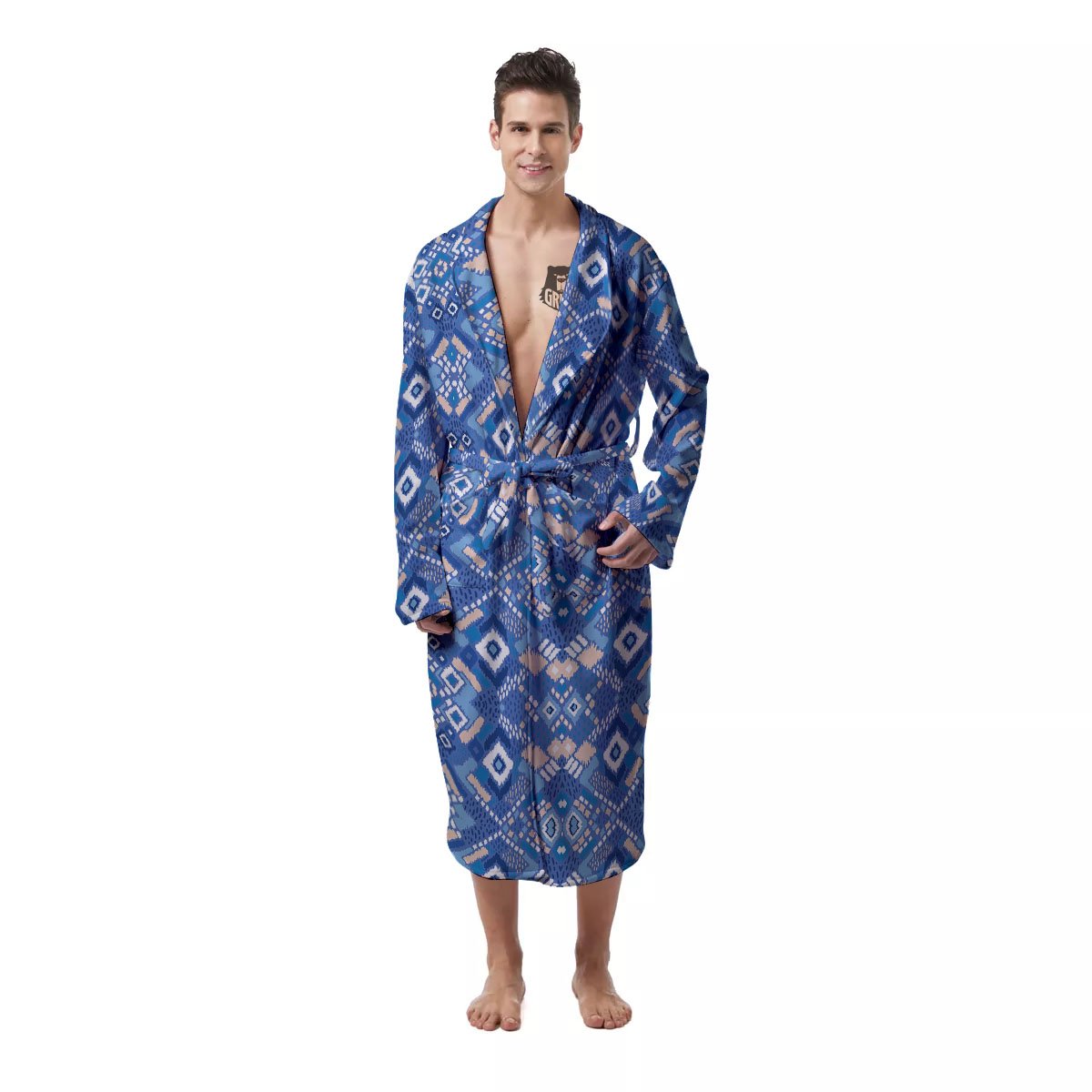 Bohemian Native Tribal Print Pattern Men's Robe-grizzshop