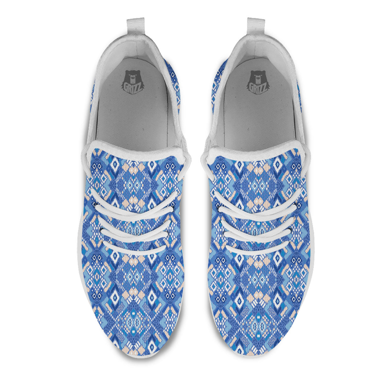 Bohemian Native Tribal Print Pattern White Athletic Shoes-grizzshop