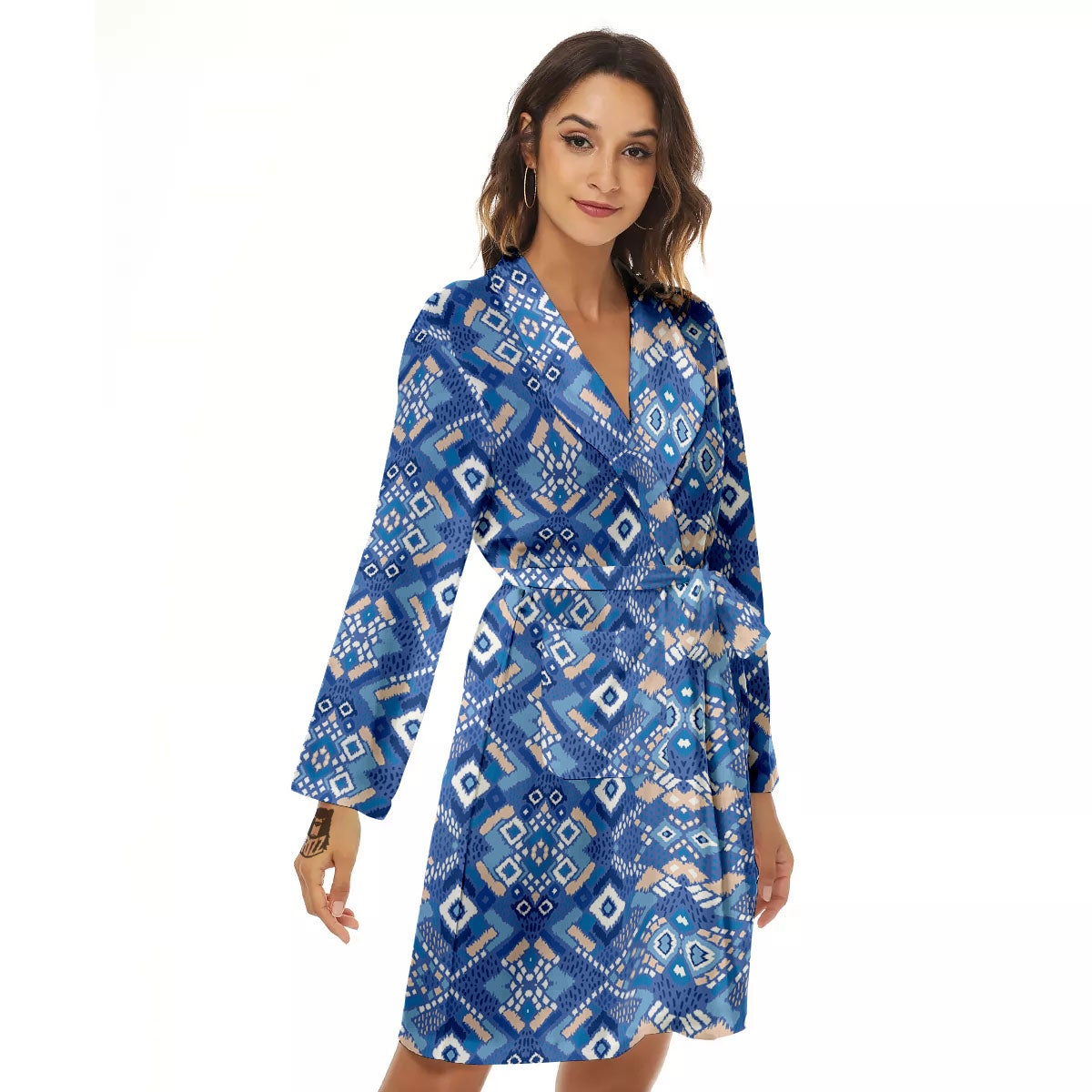 Bohemian Native Tribal Print Pattern Women's Robe-grizzshop