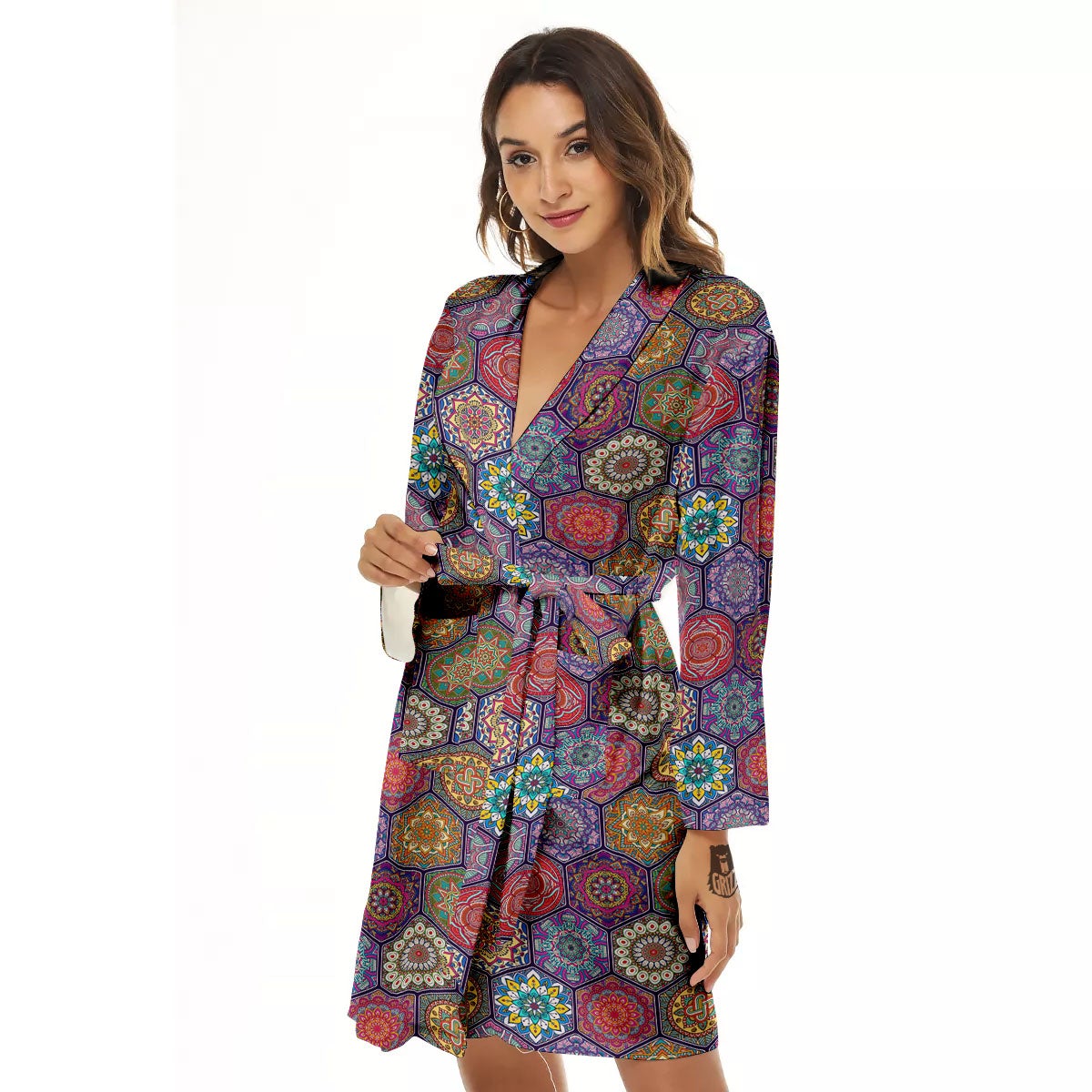 Bohemian Oriental Mandala Print Pattern Women's Robe-grizzshop