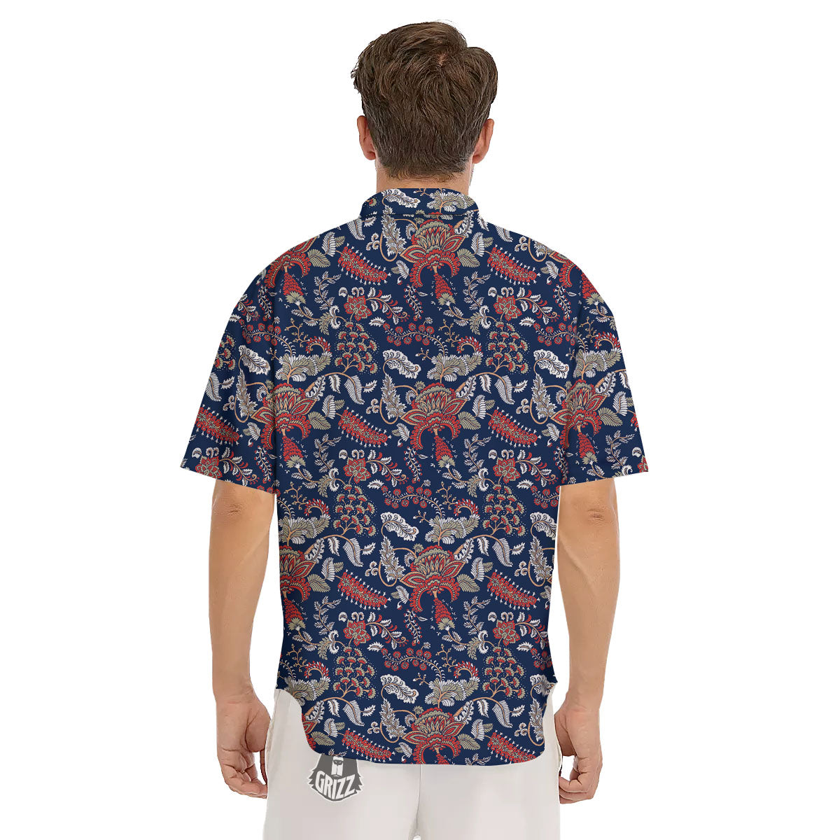 Bohemian Paisley Floral Print Pattern Men's Short Sleeve Shirts-grizzshop