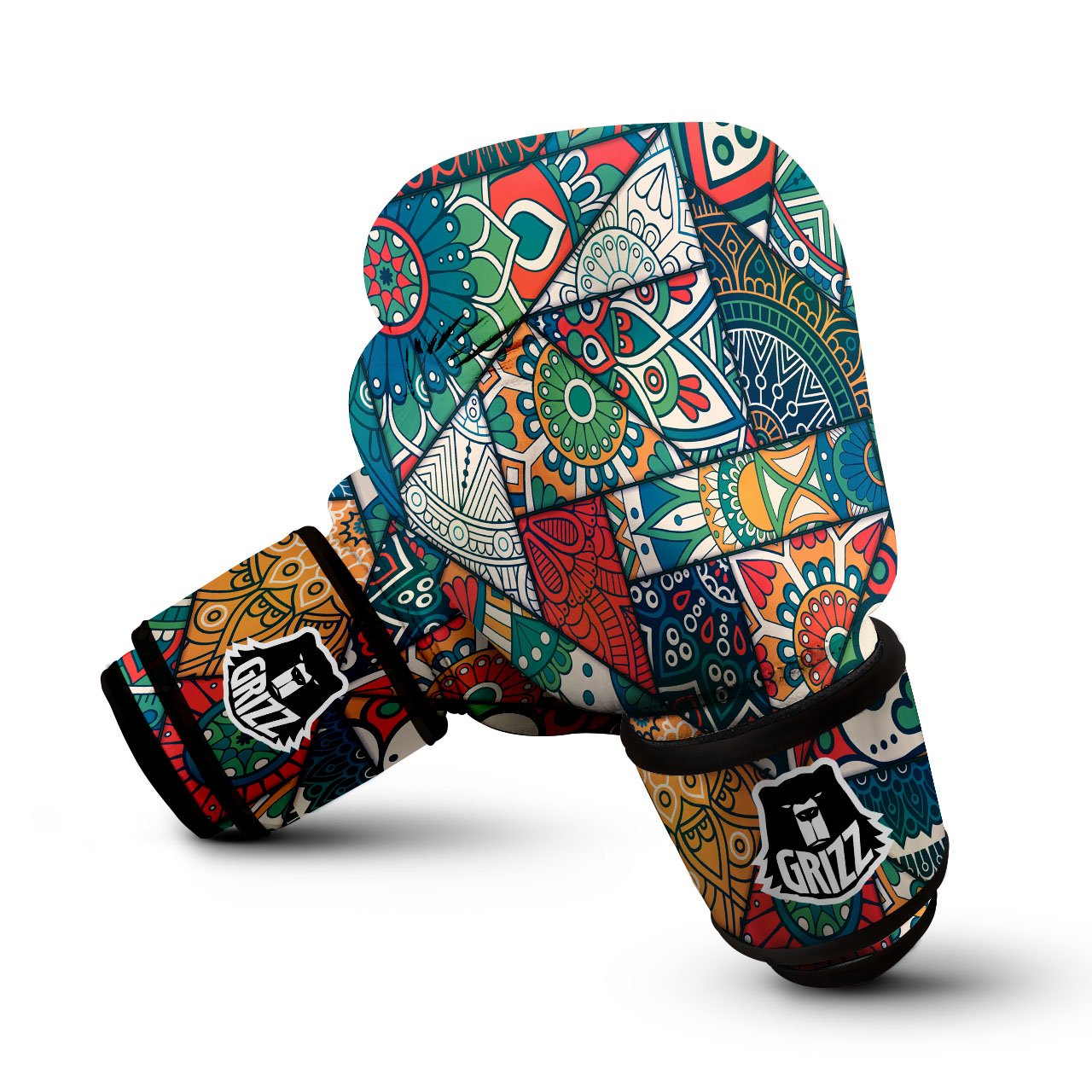Bohemian Patchwork Mandala Print Pattern Boxing Gloves-grizzshop