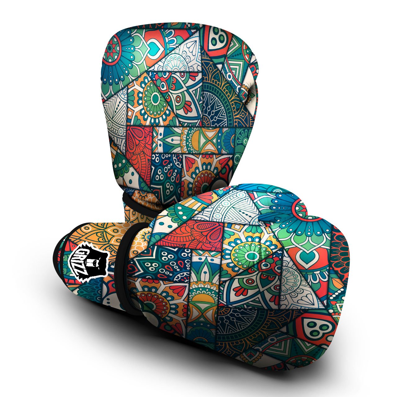 Bohemian Patchwork Mandala Print Pattern Boxing Gloves-grizzshop