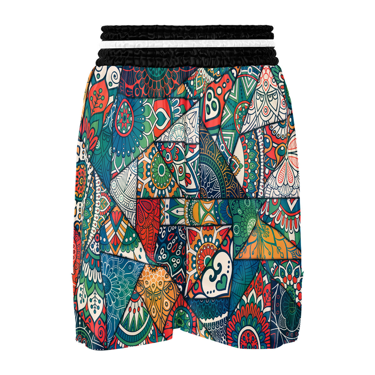 Bohemian Patchwork Mandala Print Pattern Boxing Shorts-grizzshop