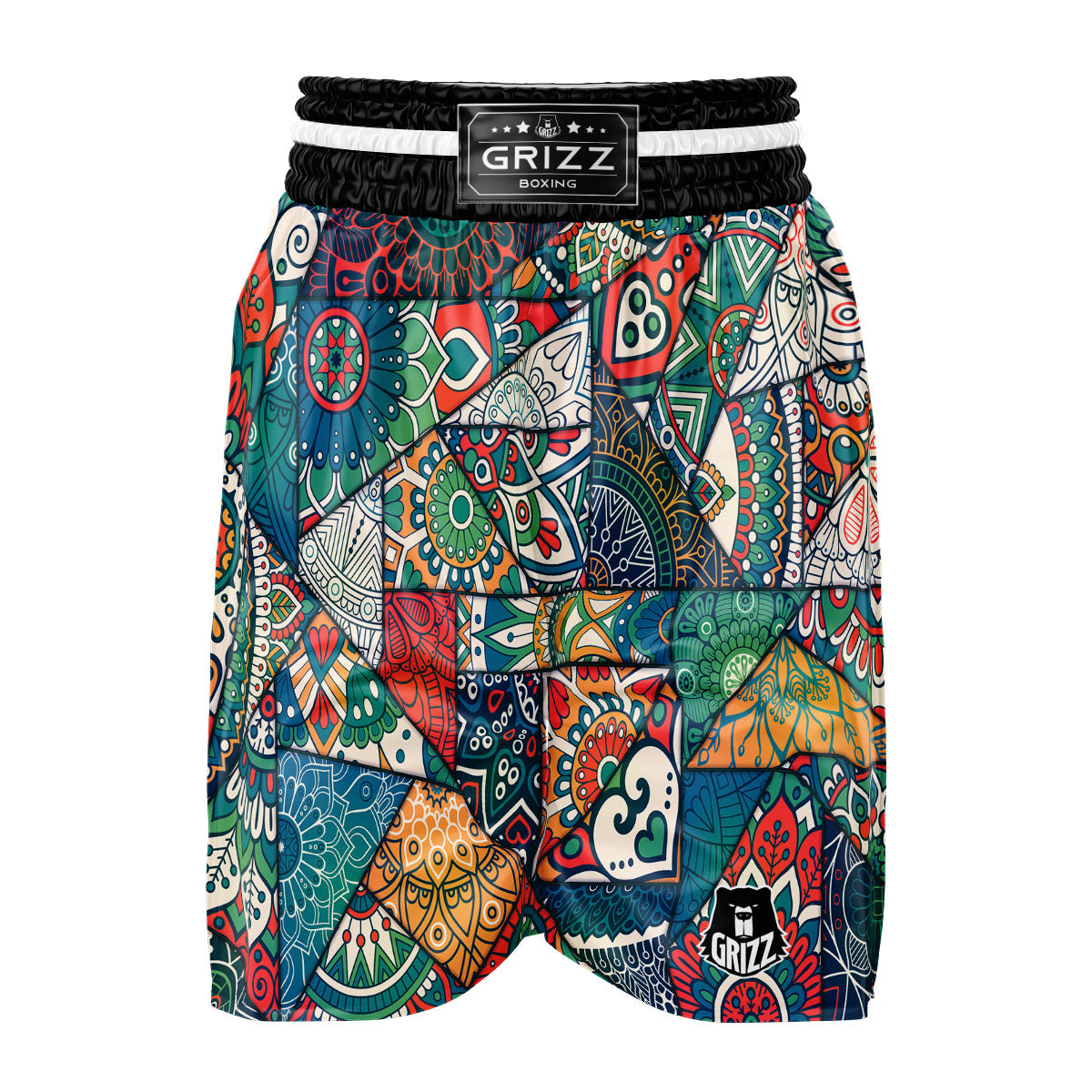 Bohemian Patchwork Mandala Print Pattern Boxing Shorts-grizzshop