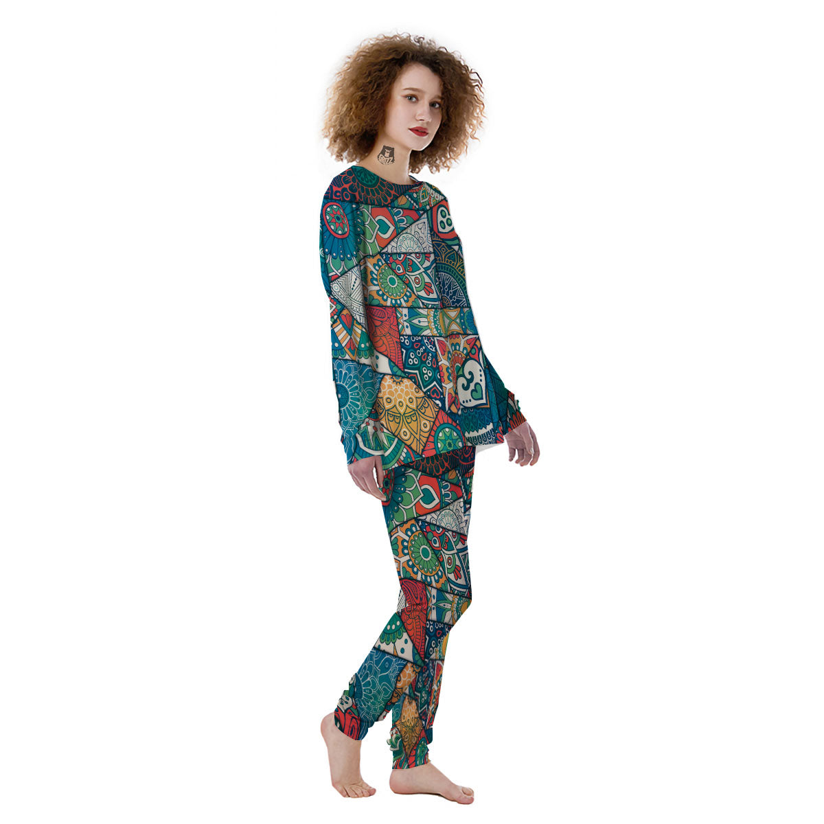 Bohemian Patchwork Mandala Print Pattern Women's Pajamas-grizzshop