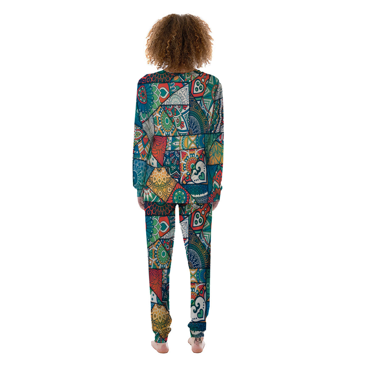 Bohemian Patchwork Mandala Print Pattern Women's Pajamas-grizzshop