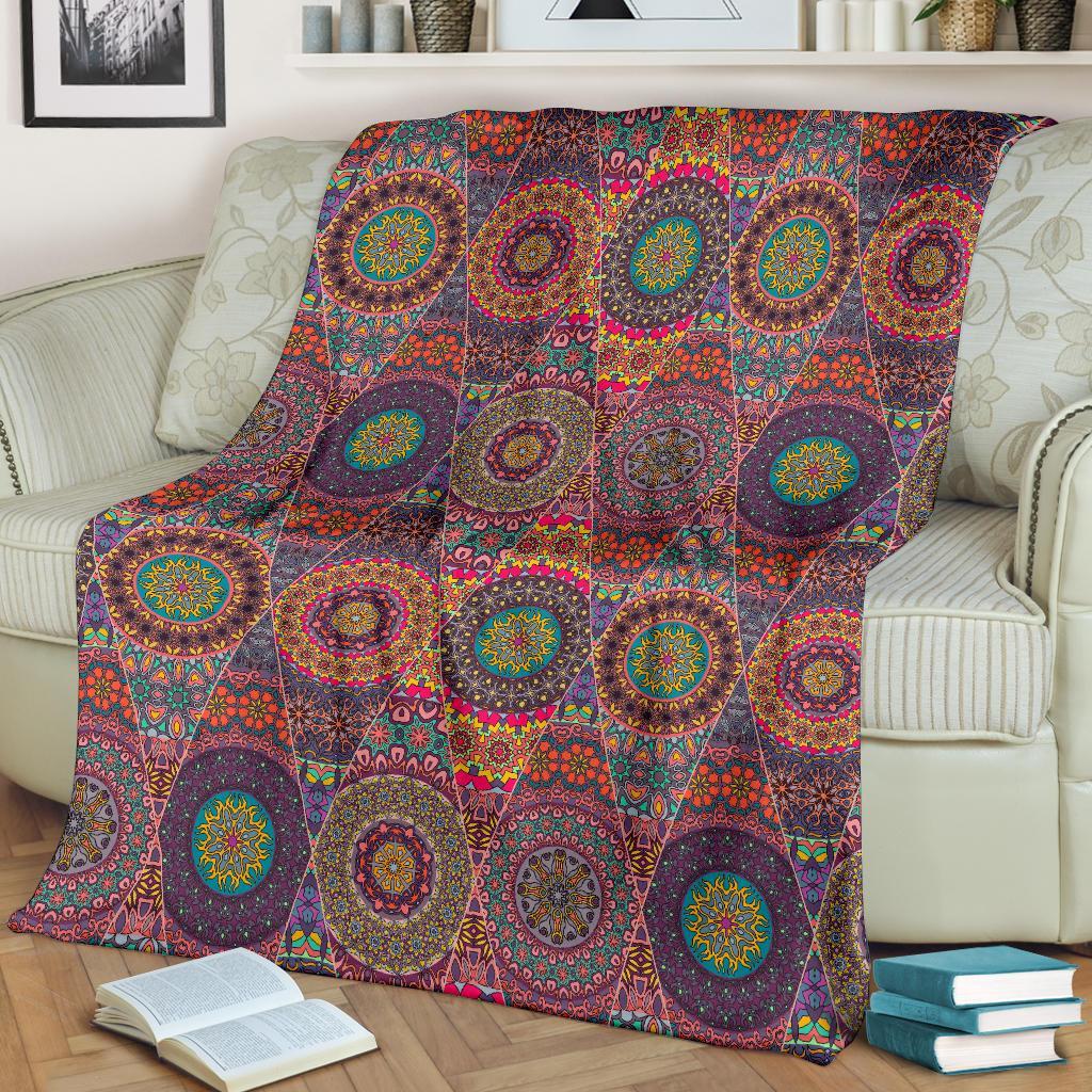 Bohemian Patchwork Pattern Print Blanket-grizzshop