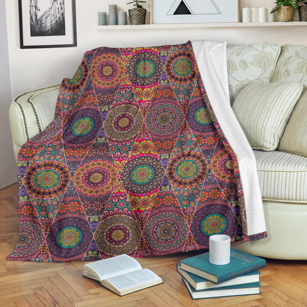 Bohemian Patchwork Pattern Print Blanket-grizzshop