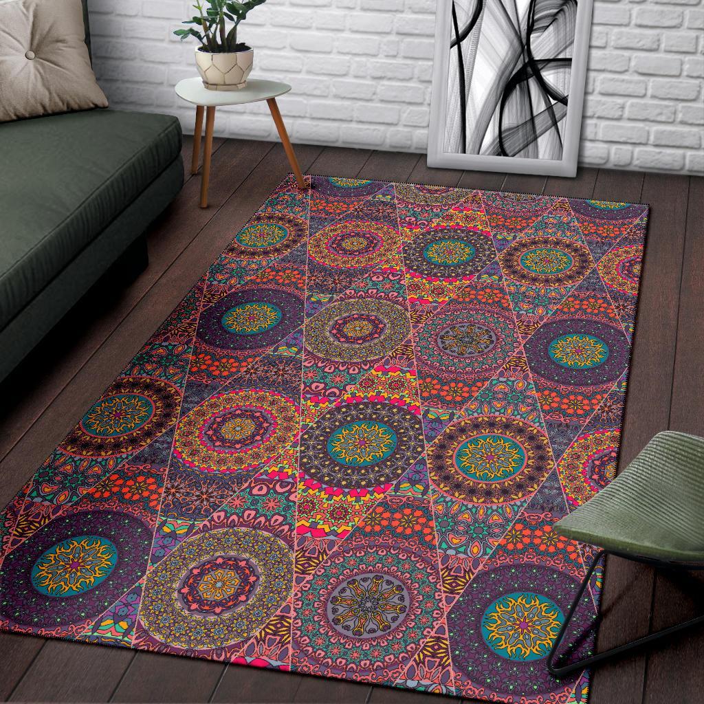 Bohemian Patchwork Pattern Print Floor Mat-grizzshop