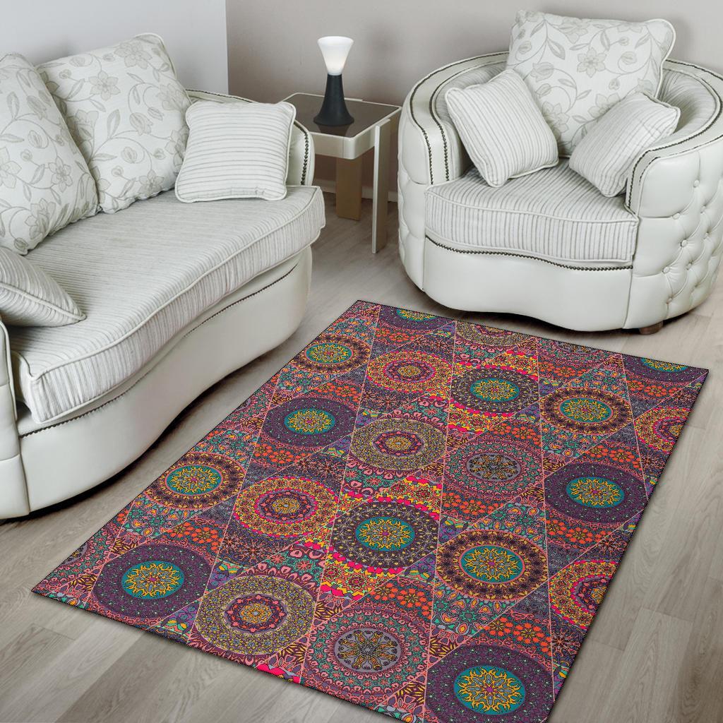 Bohemian Patchwork Pattern Print Floor Mat-grizzshop