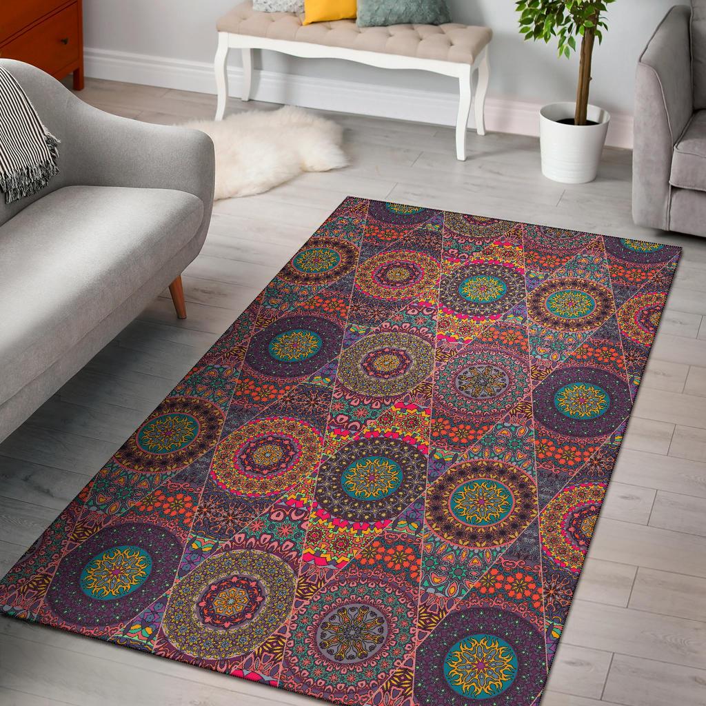 Bohemian Patchwork Pattern Print Floor Mat-grizzshop