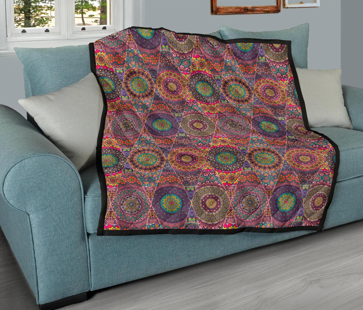 Bohemian Patchwork Pattern Print Quilt-grizzshop