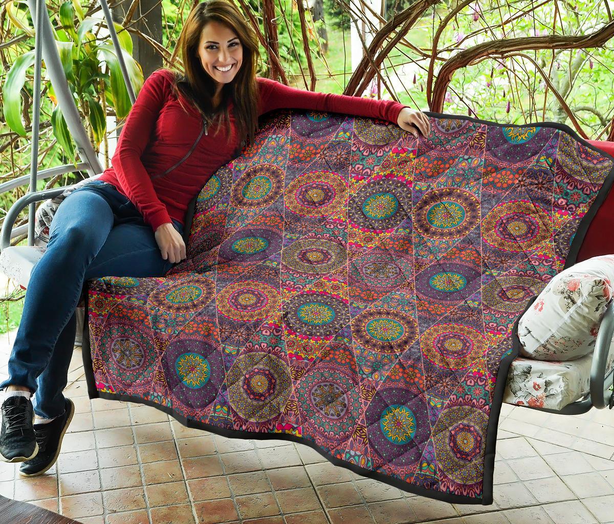 Bohemian Patchwork Pattern Print Quilt-grizzshop