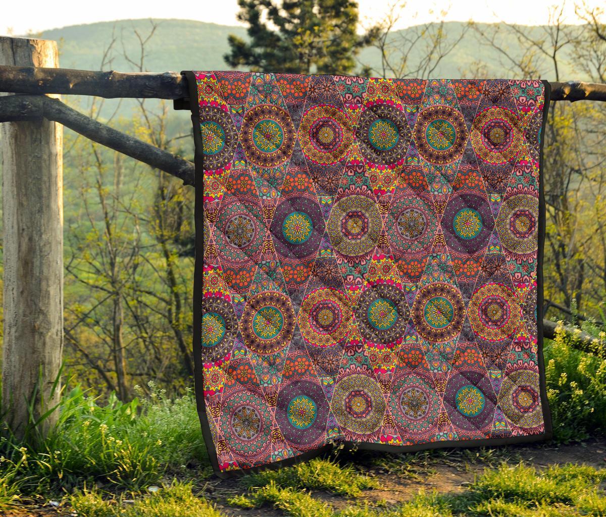 Bohemian Patchwork Pattern Print Quilt-grizzshop