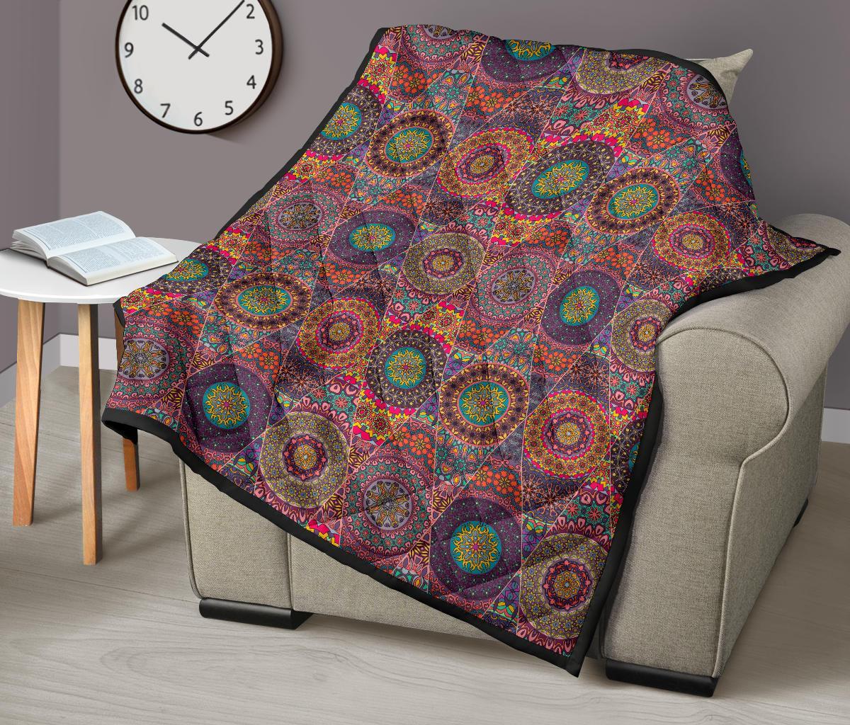 Bohemian Patchwork Pattern Print Quilt-grizzshop