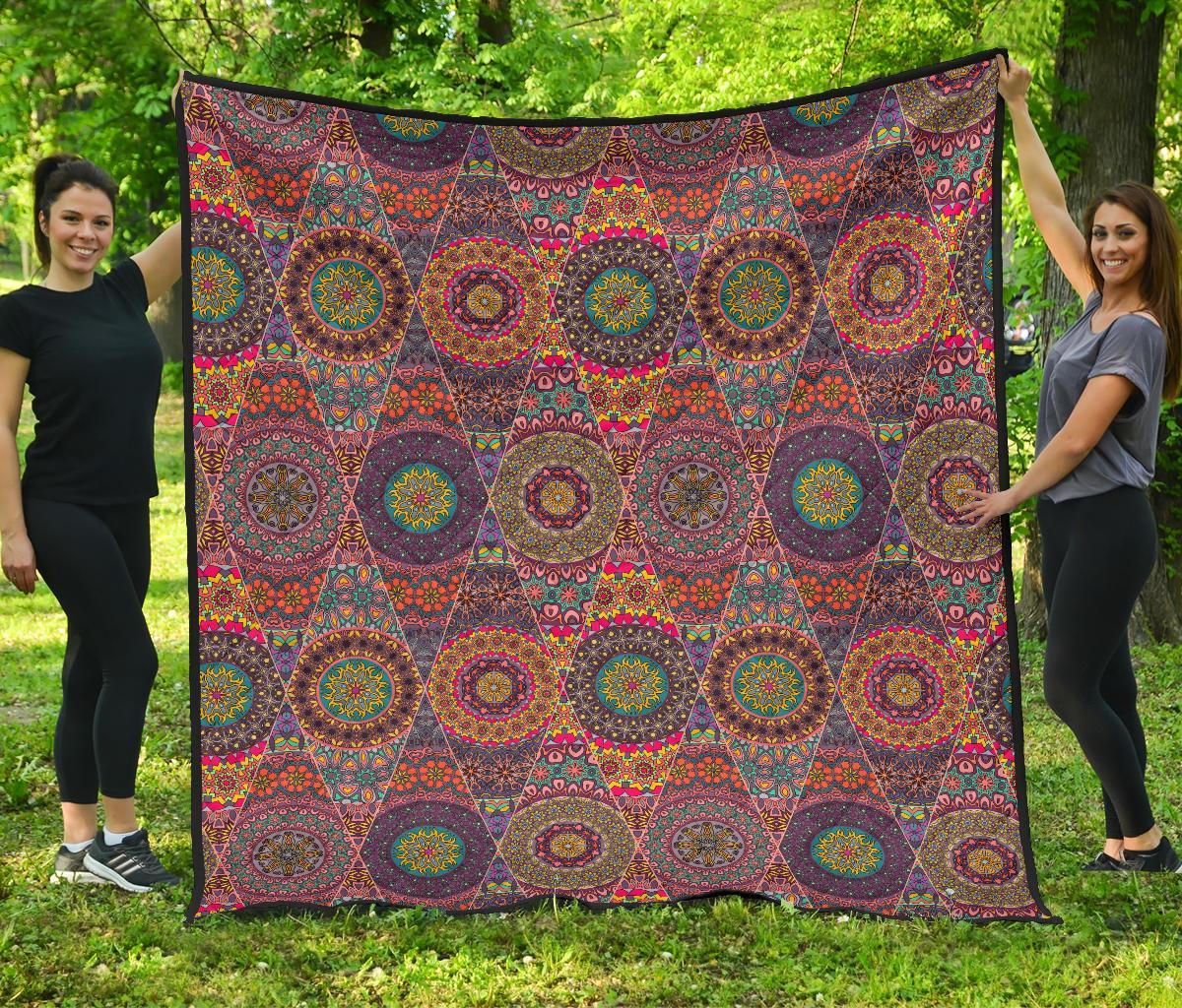 Bohemian Patchwork Pattern Print Quilt-grizzshop