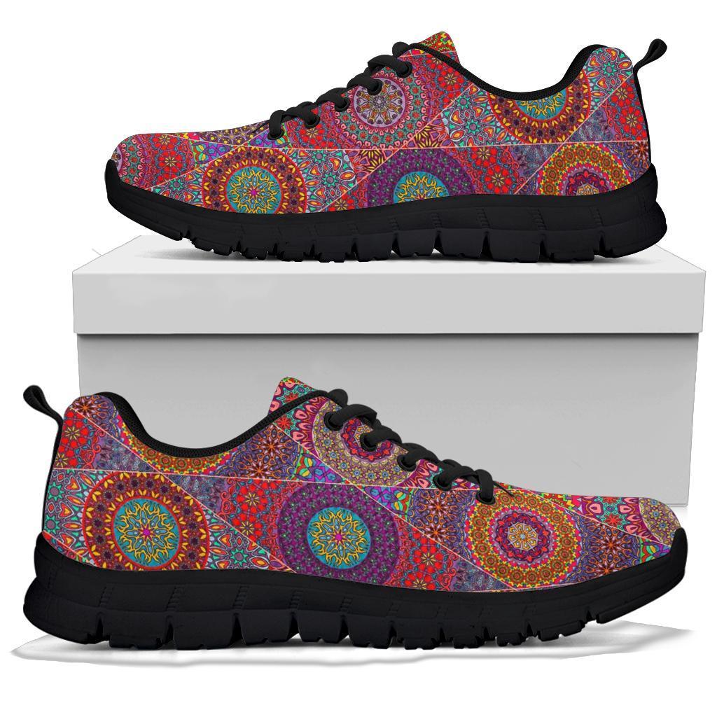 Bohemian Patchwork Pattern Print Sneaker Shoes For Men Women-grizzshop