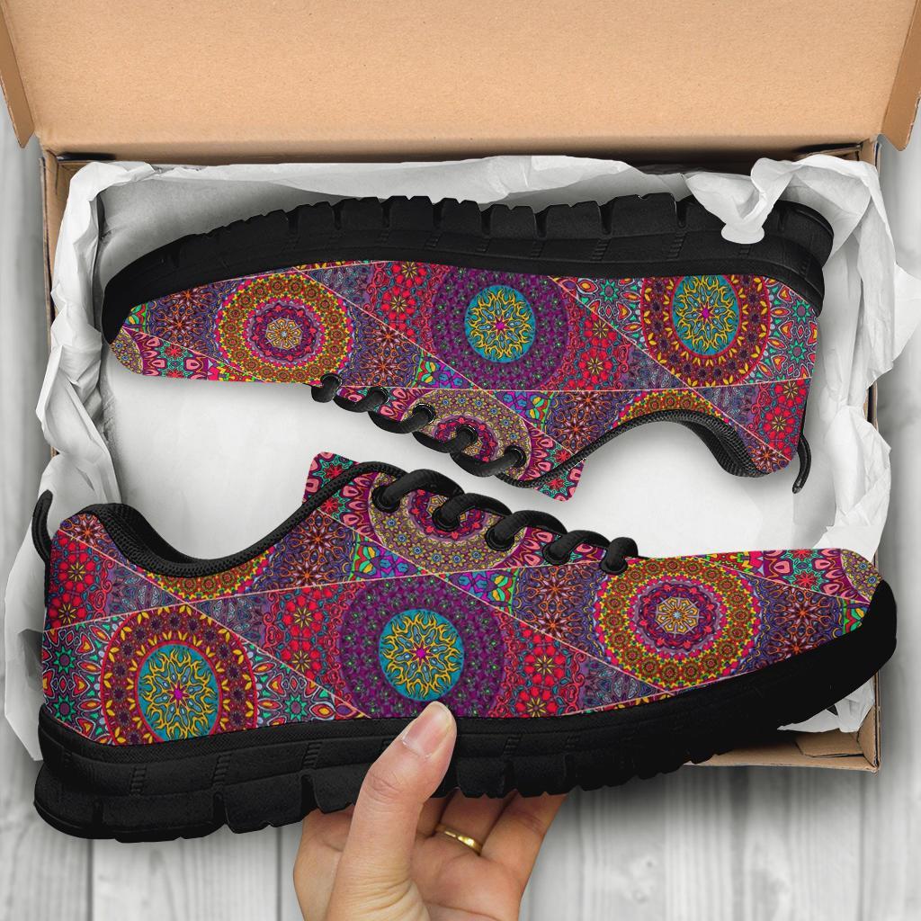 Bohemian Patchwork Pattern Print Sneaker Shoes For Men Women-grizzshop