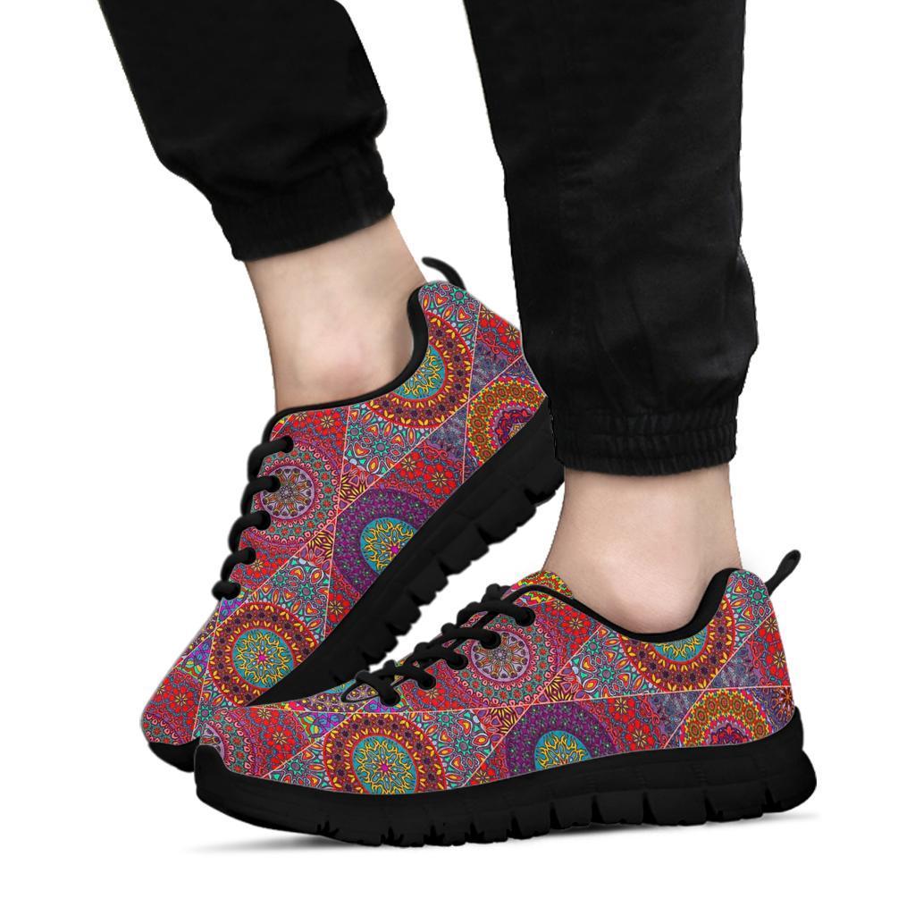 Bohemian Patchwork Pattern Print Sneaker Shoes For Men Women-grizzshop