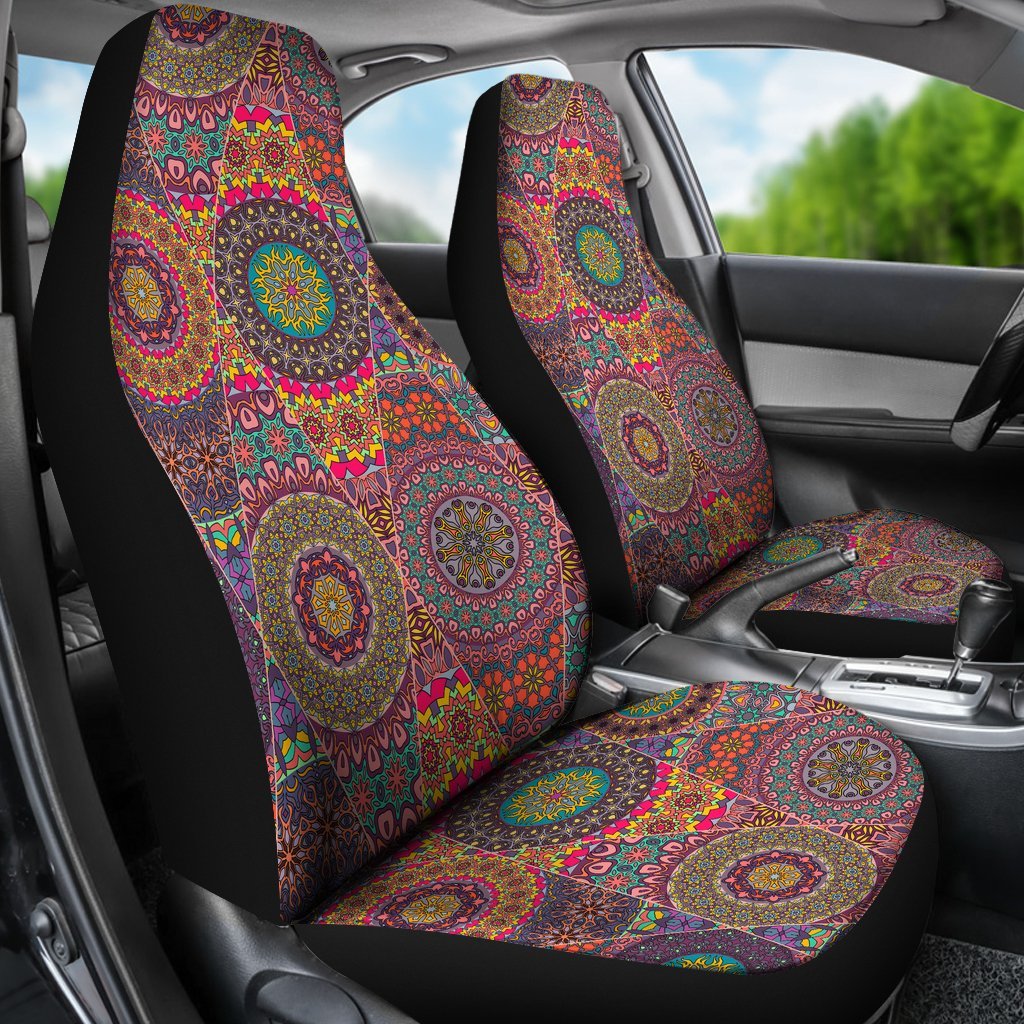 Bohemian Patchwork Pattern Print Universal Fit Car Seat Covers-grizzshop