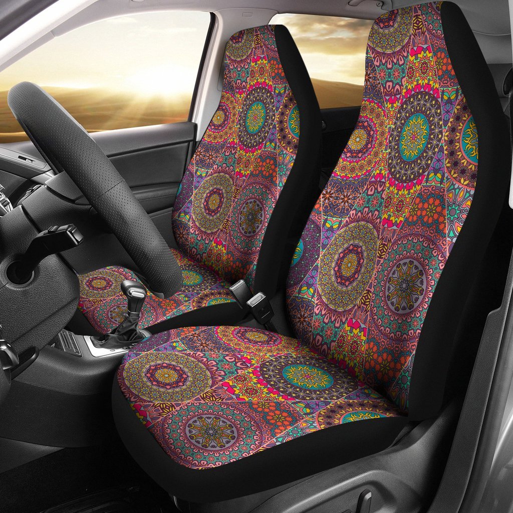 Bohemian Patchwork Pattern Print Universal Fit Car Seat Covers-grizzshop