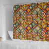 Bohemian Patchwork Print Pattern Bathroom Shower Curtain-grizzshop