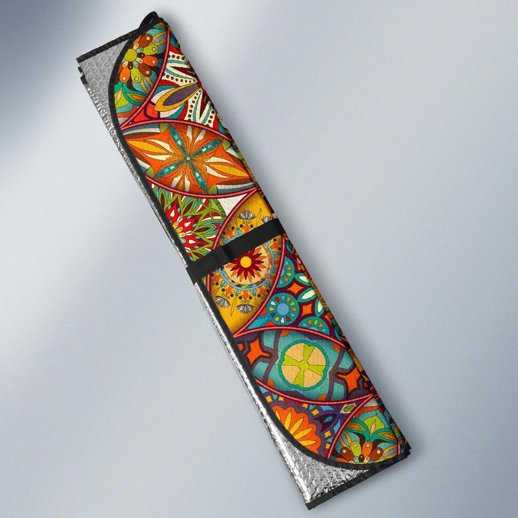 Bohemian Patchwork Print Pattern Car Sun Shade-grizzshop
