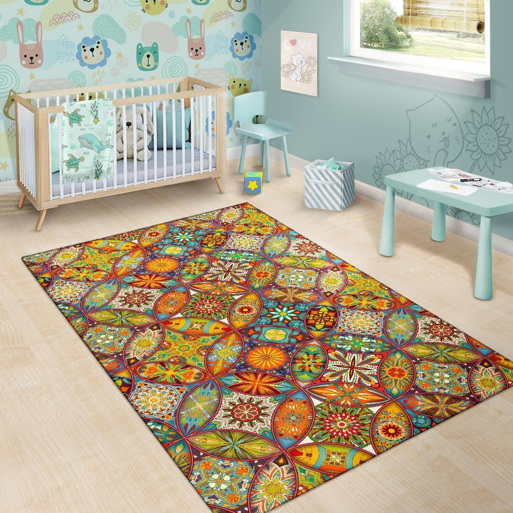 Bohemian Patchwork Print Pattern Floor Mat-grizzshop