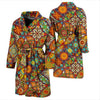 Bohemian Patchwork Print Pattern Men Long Robe-grizzshop