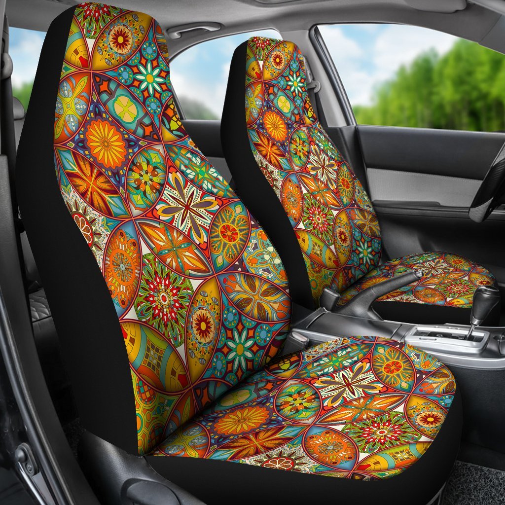 Bohemian Patchwork Print Pattern Universal Fit Car Seat Covers-grizzshop