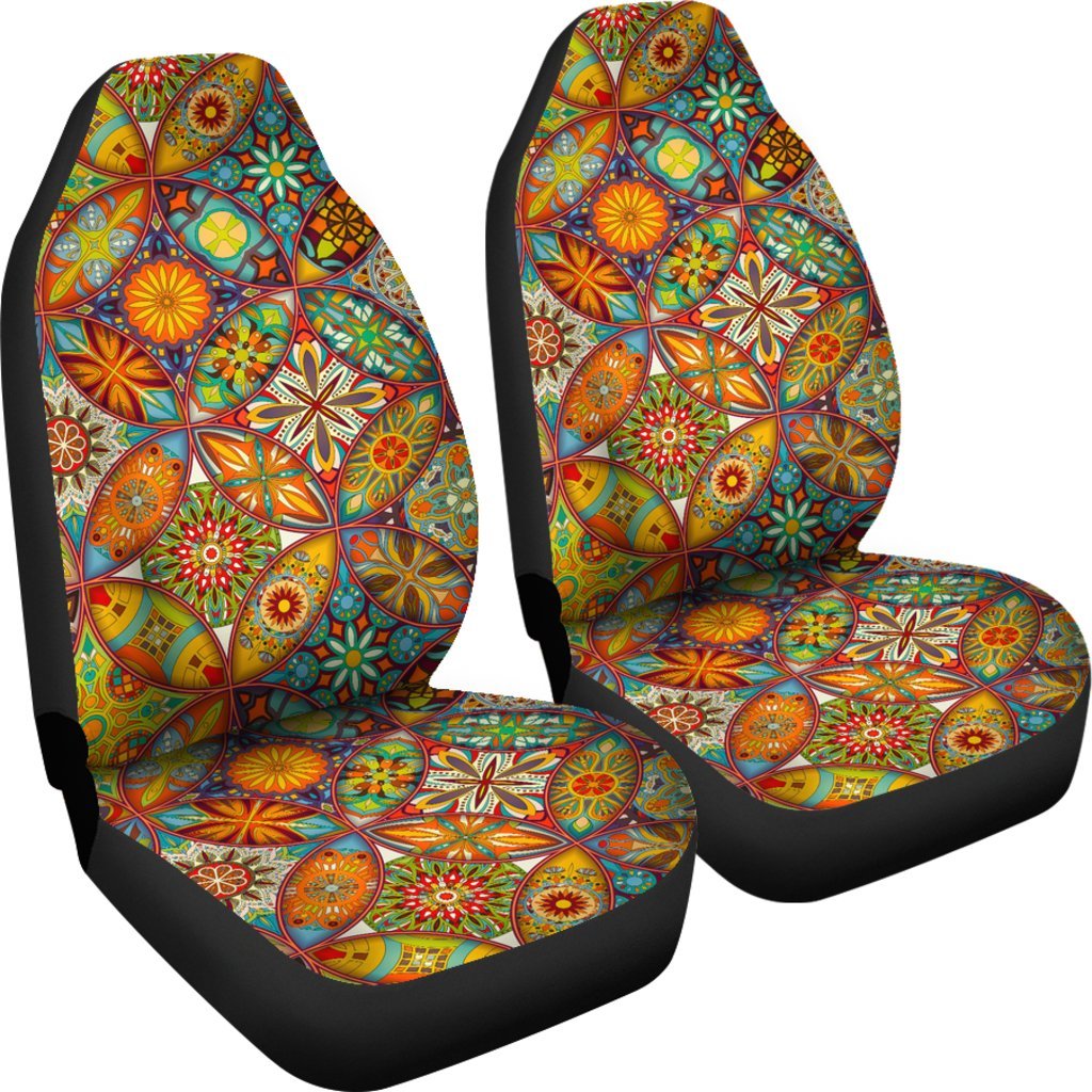 Bohemian Patchwork Print Pattern Universal Fit Car Seat Covers-grizzshop