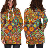 Bohemian Patchwork Print Pattern Women Hoodie Dress-grizzshop