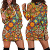 Bohemian Patchwork Print Pattern Women Hoodie Dress-grizzshop