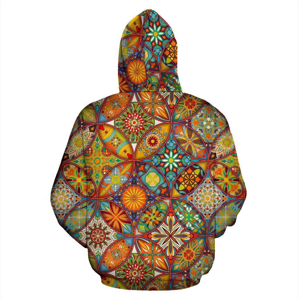 Bohemian Patchwork Print Pattern Women Men Pullover Hoodie-grizzshop