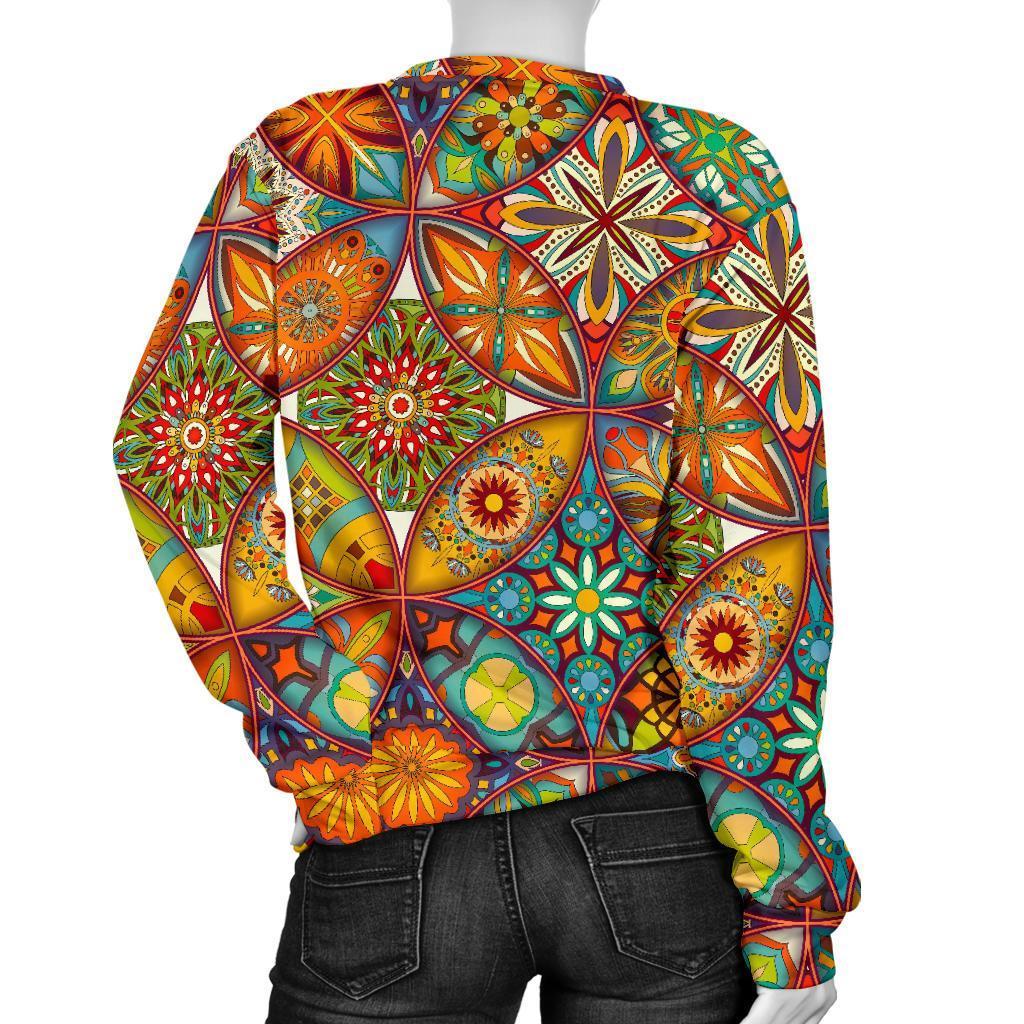 Bohemian Patchwork Print Pattern Women's Sweatshirt-grizzshop