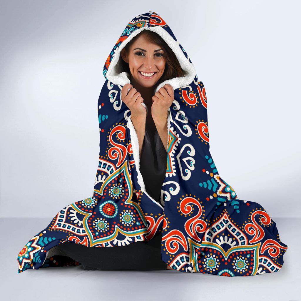 Bohemian Pattern Print Hooded Blanket-grizzshop
