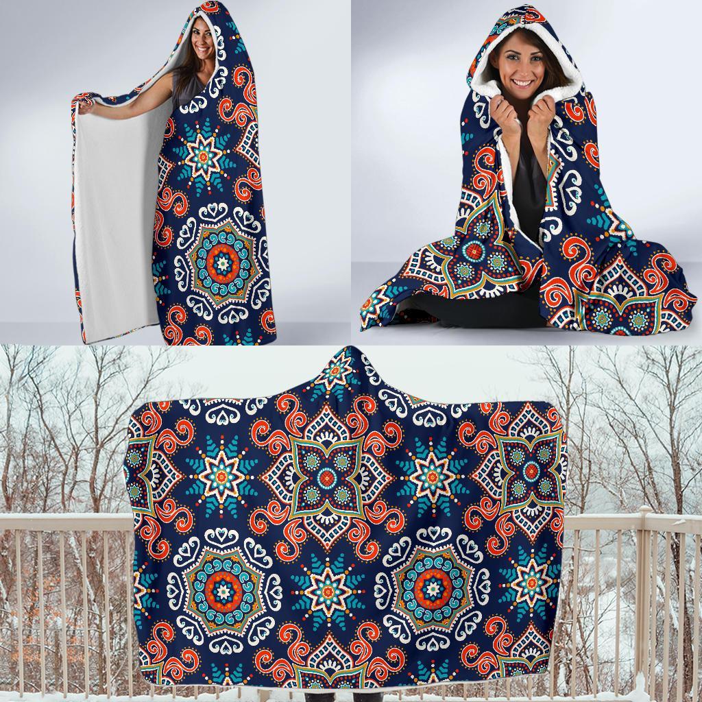 Bohemian Pattern Print Hooded Blanket-grizzshop