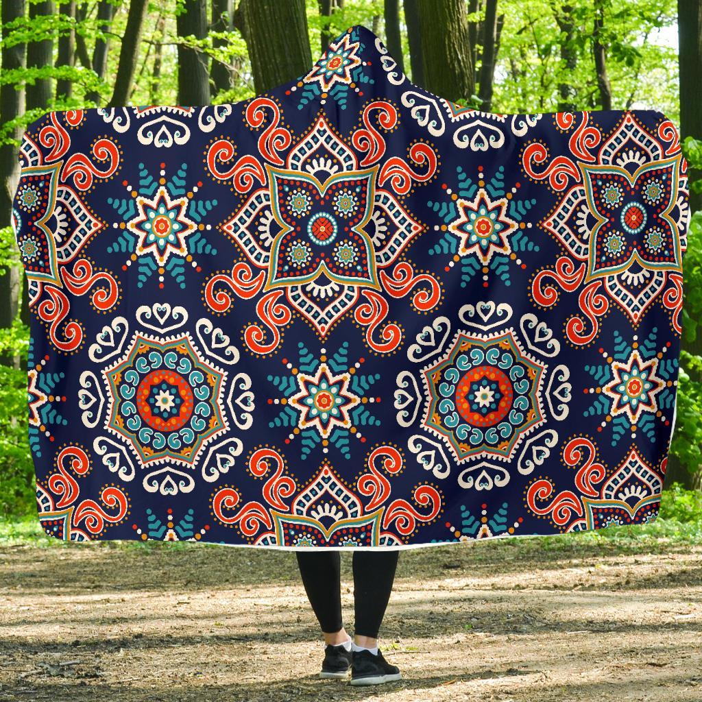 Bohemian Pattern Print Hooded Blanket-grizzshop