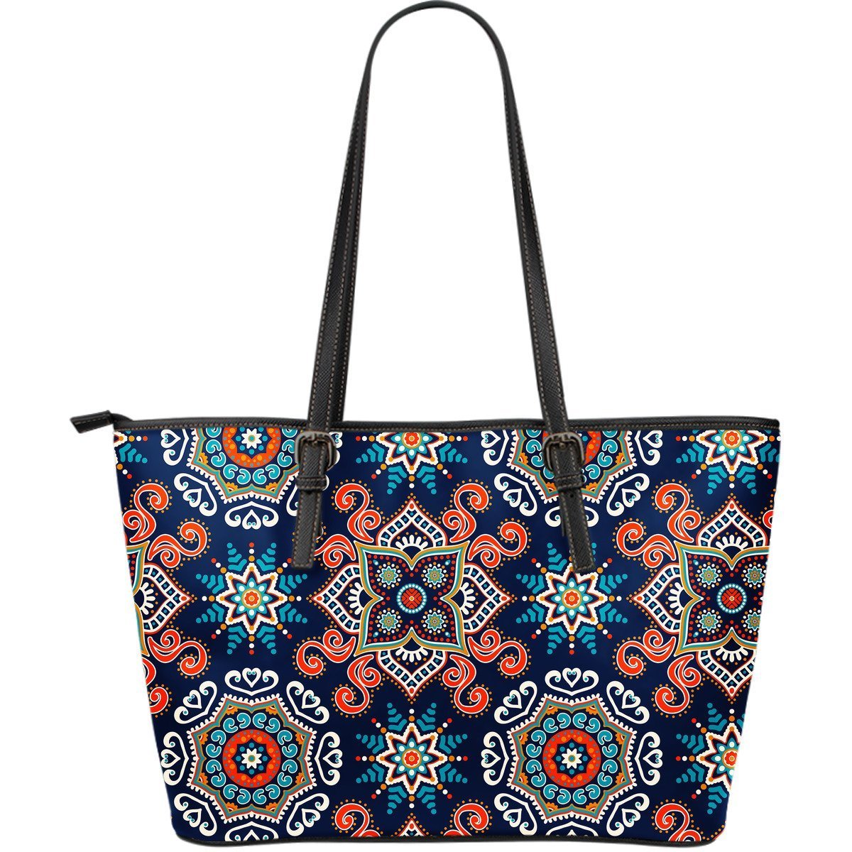 Bohemian Pattern Print Leather Tote Bag-grizzshop