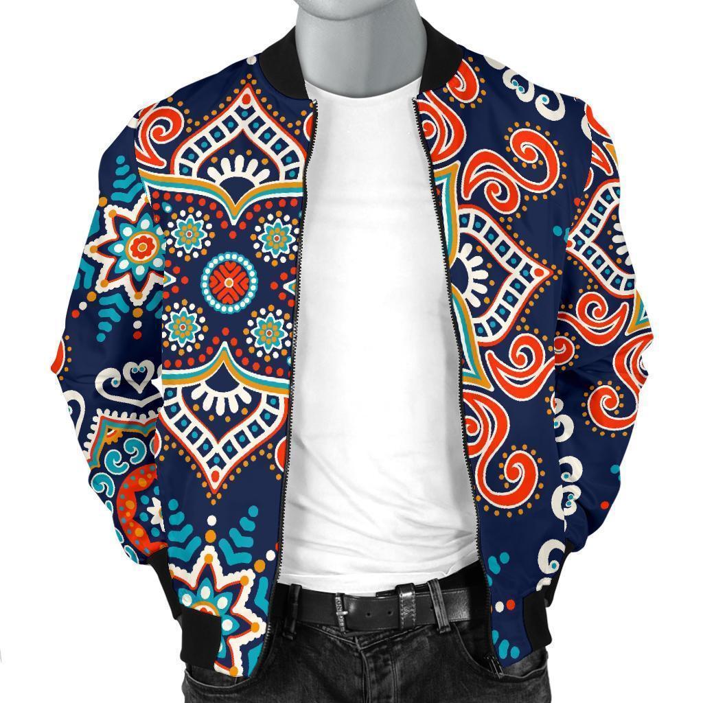 Bohemian Pattern Print Men's Bomber Jacket-grizzshop