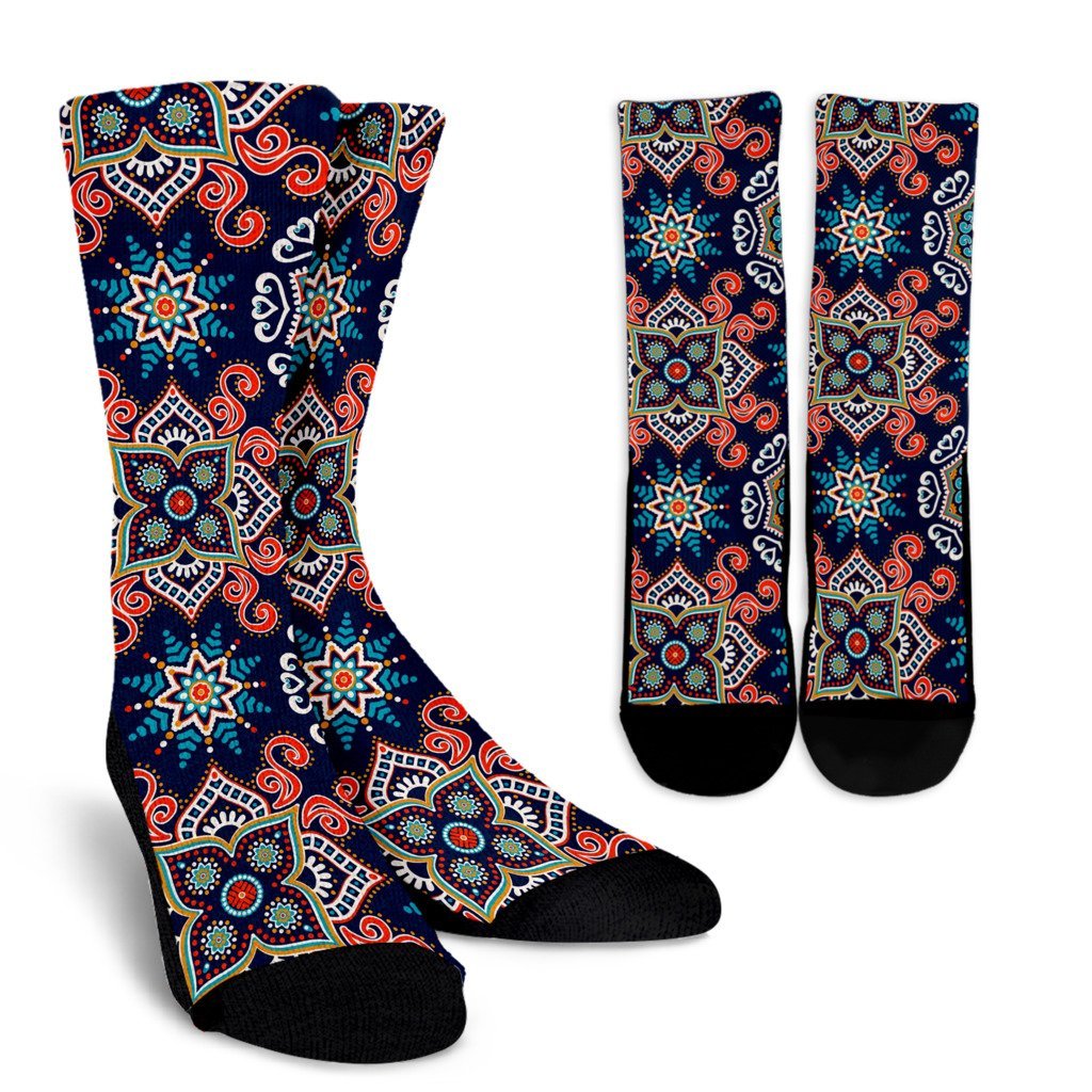 Bohemian Pattern Print Unisex Crew Socks-grizzshop