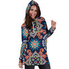 Bohemian Pattern Print Women Hoodie Dress-grizzshop