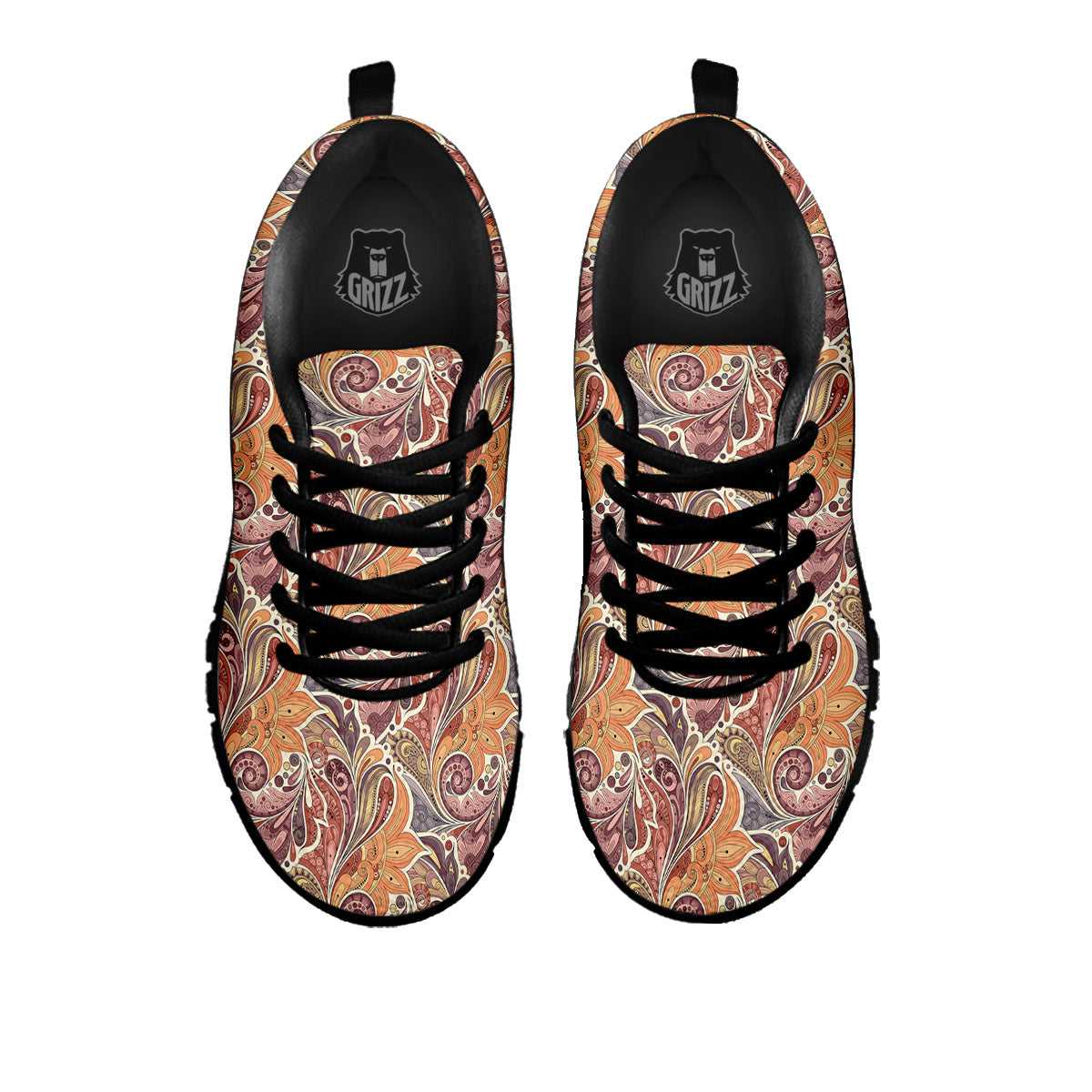 Bohemian Pigeon Floral Print Pattern Black Sneaker-grizzshop