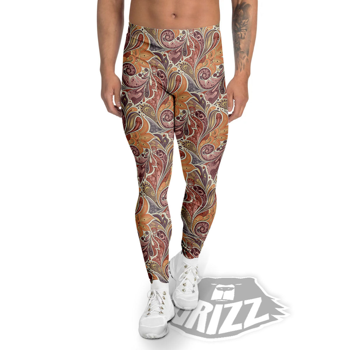 Bohemian Pigeon Floral Print Pattern Men's Leggings-grizzshop