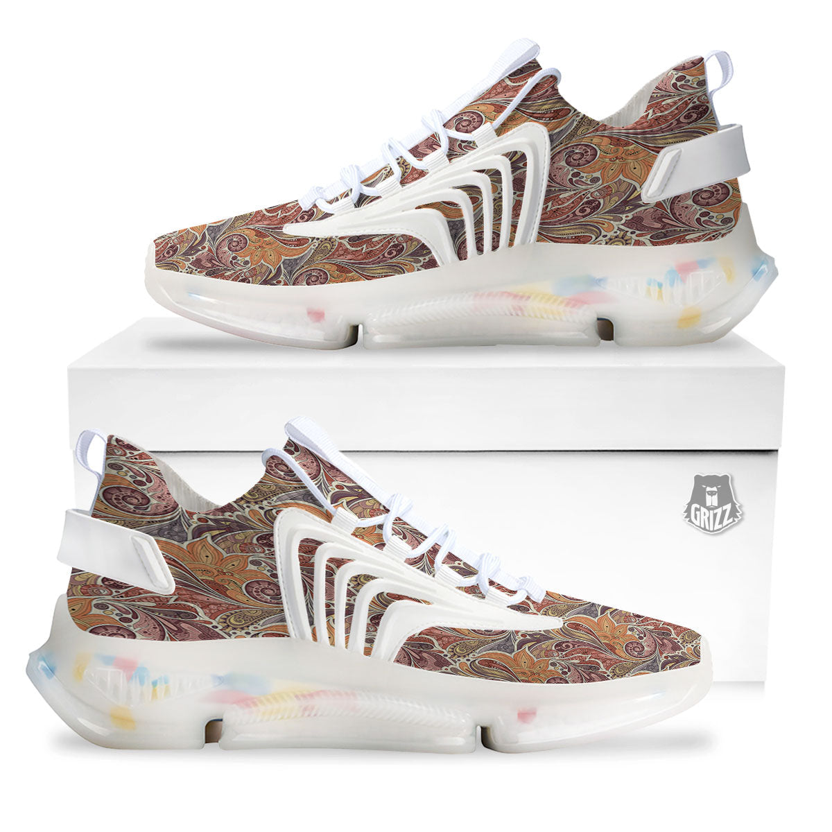 Bohemian Pigeon Floral Print Pattern White Gym Shoes-grizzshop