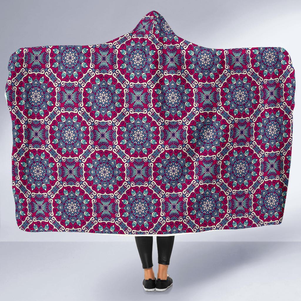 Bohemian Print Pattern Hooded Blanket-grizzshop