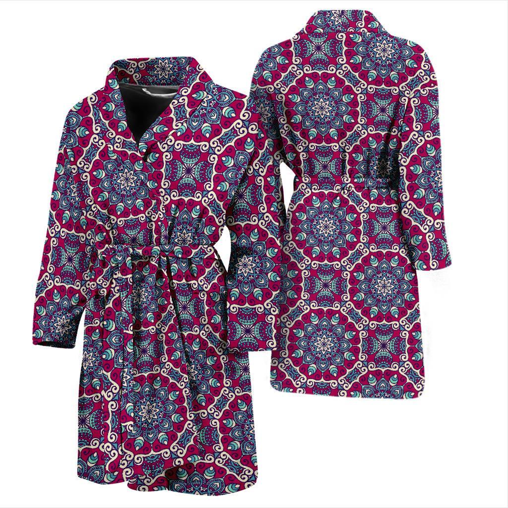 Bohemian Print Pattern Men Long Robe-grizzshop