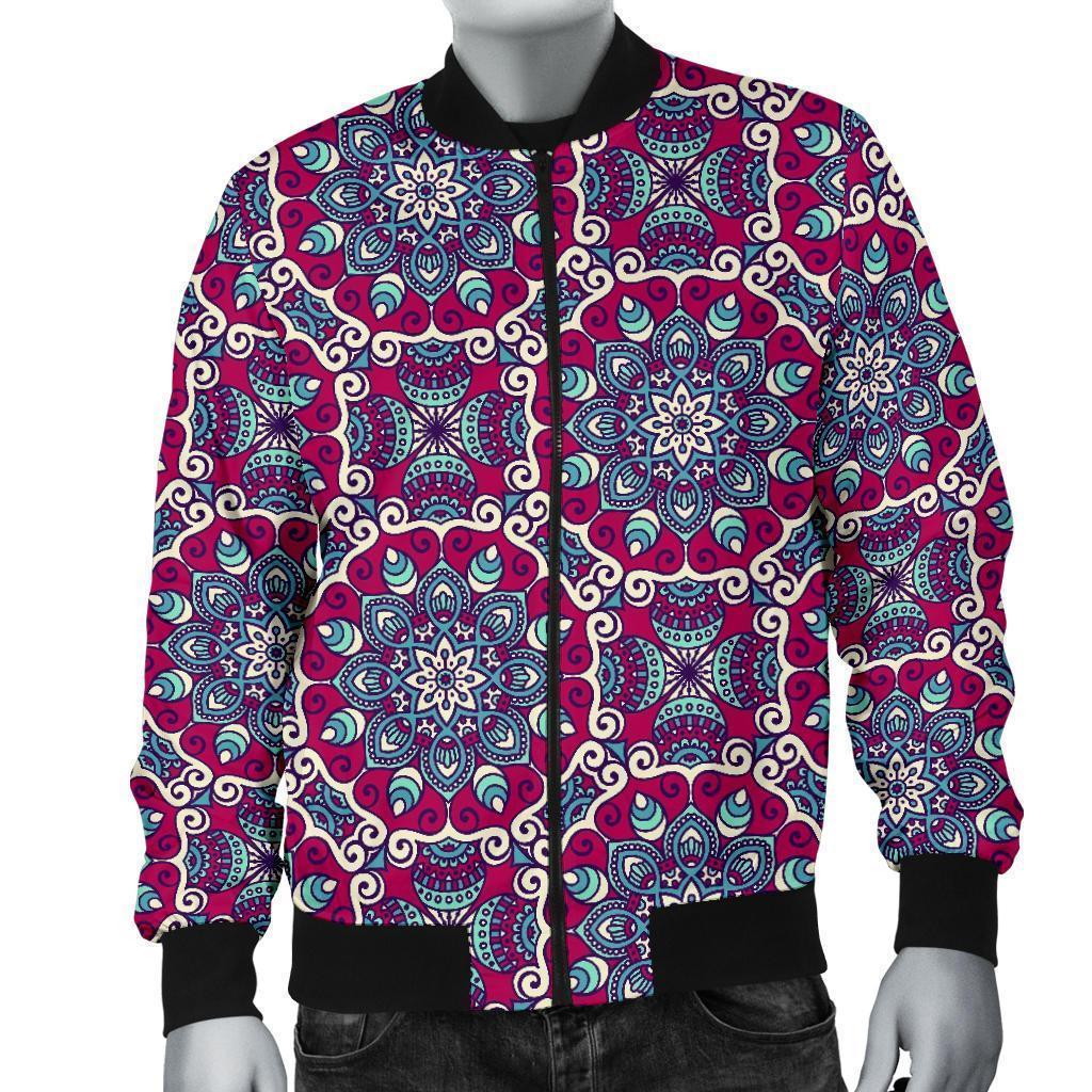 Bohemian Print Pattern Men's Bomber Jacket-grizzshop