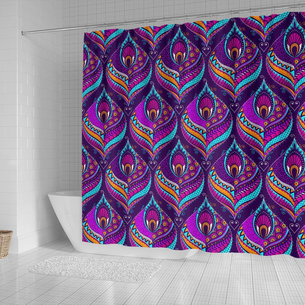 Bohemian Purple Pattern Print Bathroom Shower Curtain-grizzshop